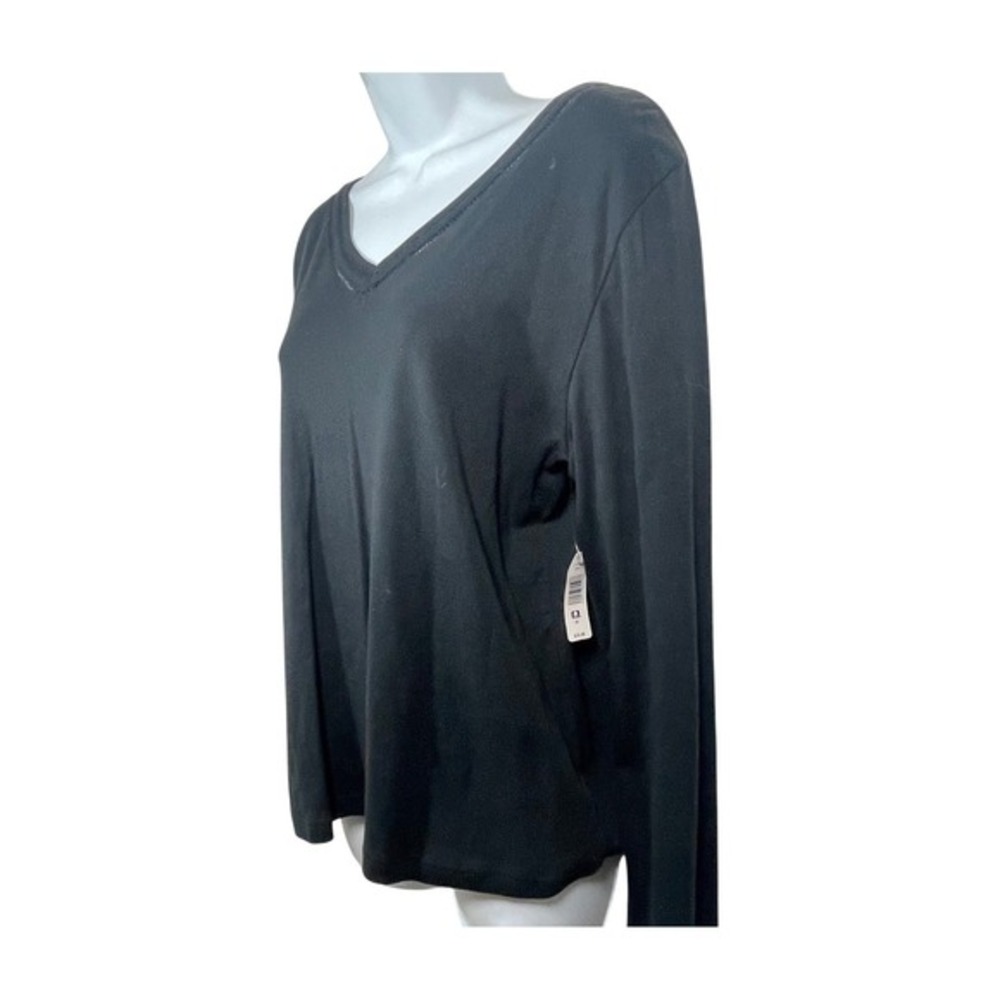 JK Intimates Womens XL Black 100% Cotton‎ Long Sleeve V-Neck Top NWT comfy